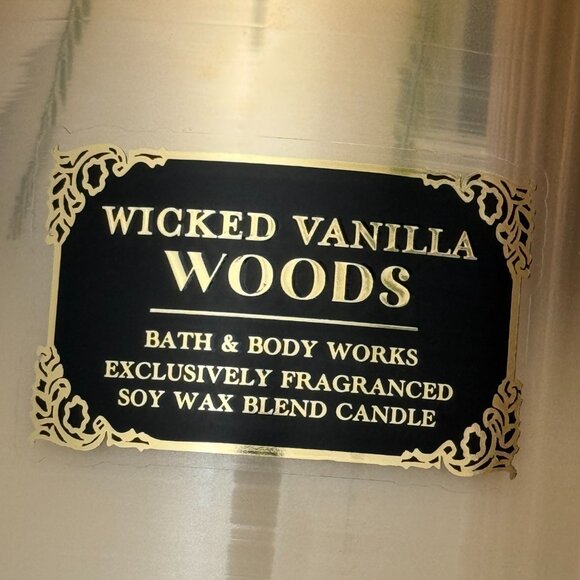 BBW Wicked Vanilla Woods Bath & Body Works 3 Wick Candle - Picture 7 of 13